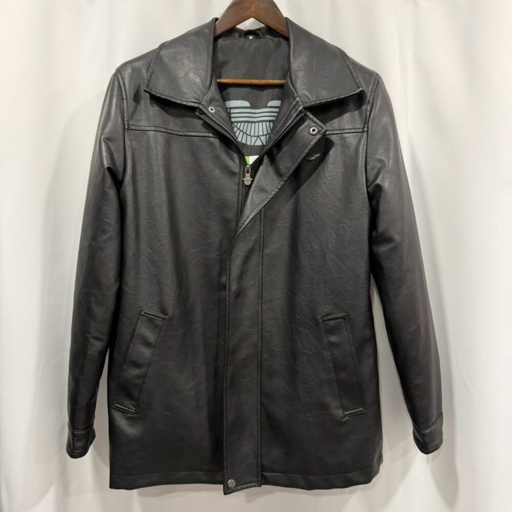 Aston Martin Luxury Collection Men's Black Full Zip Faux Leather Jacket 592